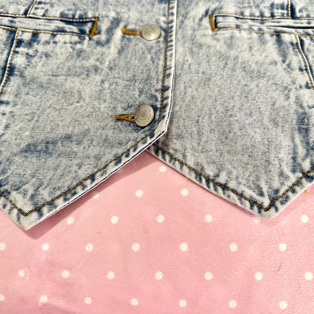 VTG 80s 90s Jordache Denim Vest with Bows - Picture 8 of 16